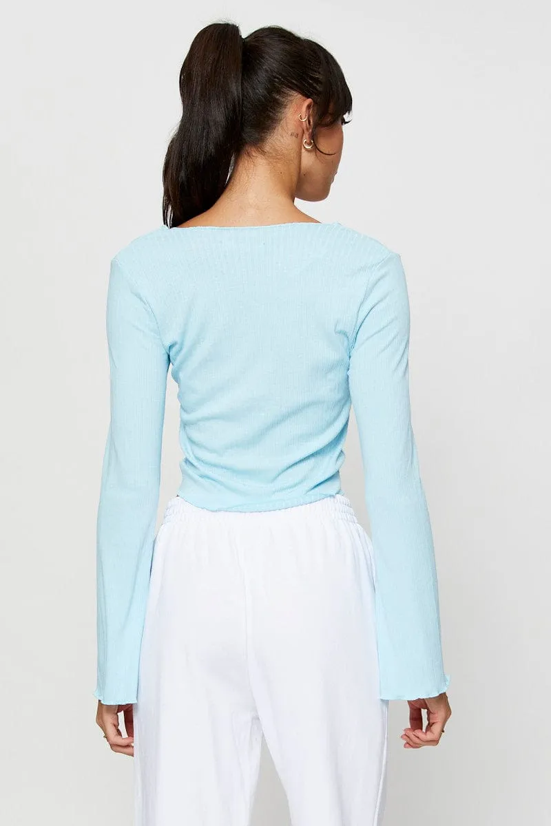 Blue Crop Top Long Sleeve sold by Ally Fashion product image thumbnail 5