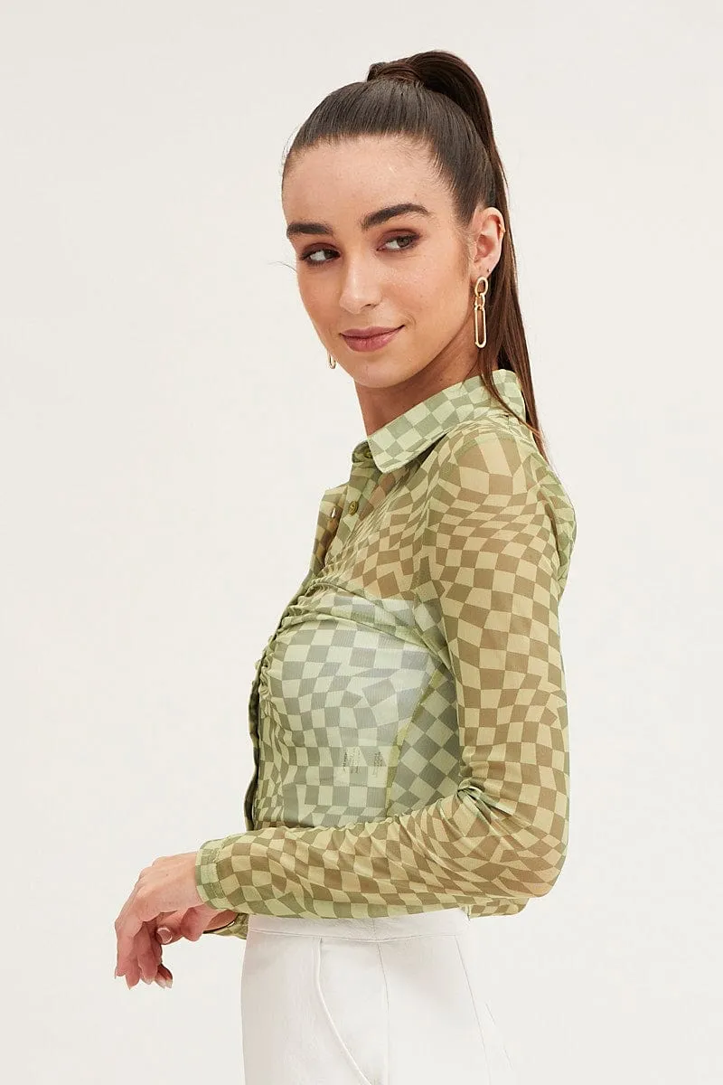 Abstract Print Top Long Sleeve Mesh sold by Ally Fashion product image thumbnail 4