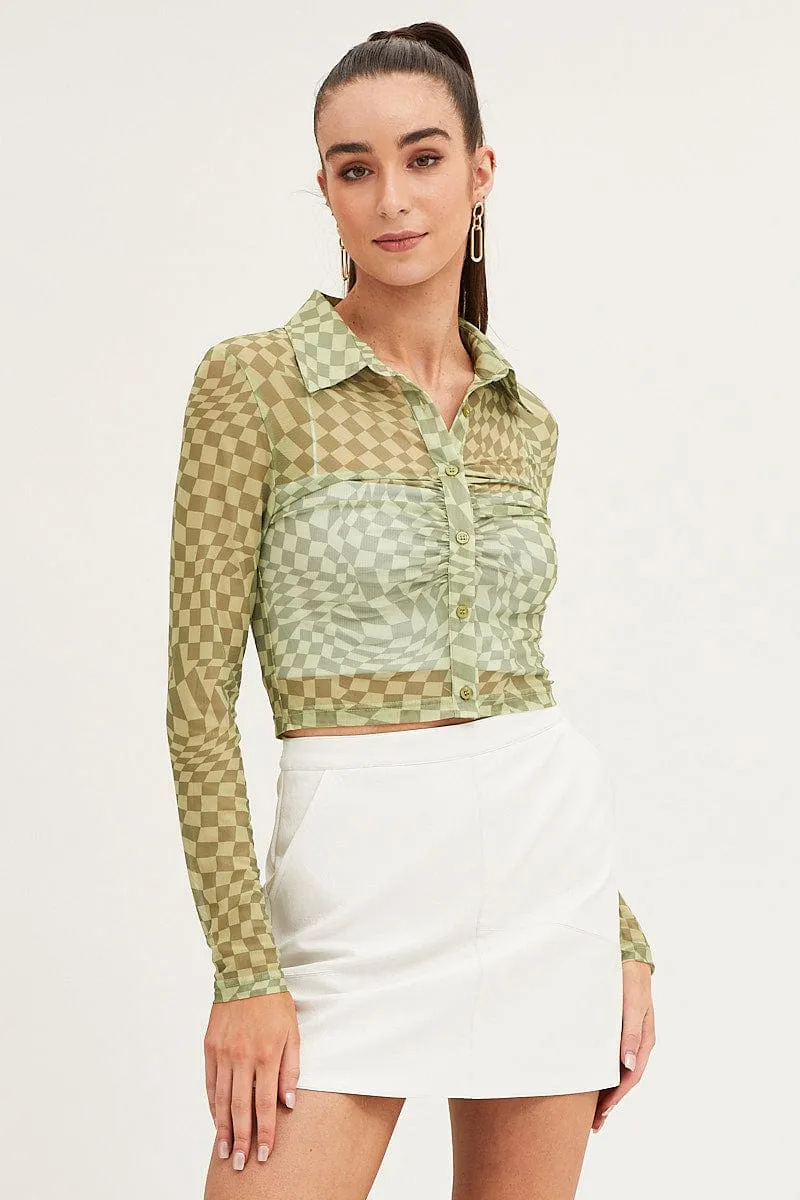 Abstract Print Top Long Sleeve Mesh sold by Ally Fashion product image thumbnail 3