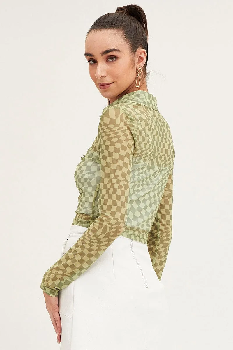 Abstract Print Top Long Sleeve Mesh sold by Ally Fashion product image thumbnail 5