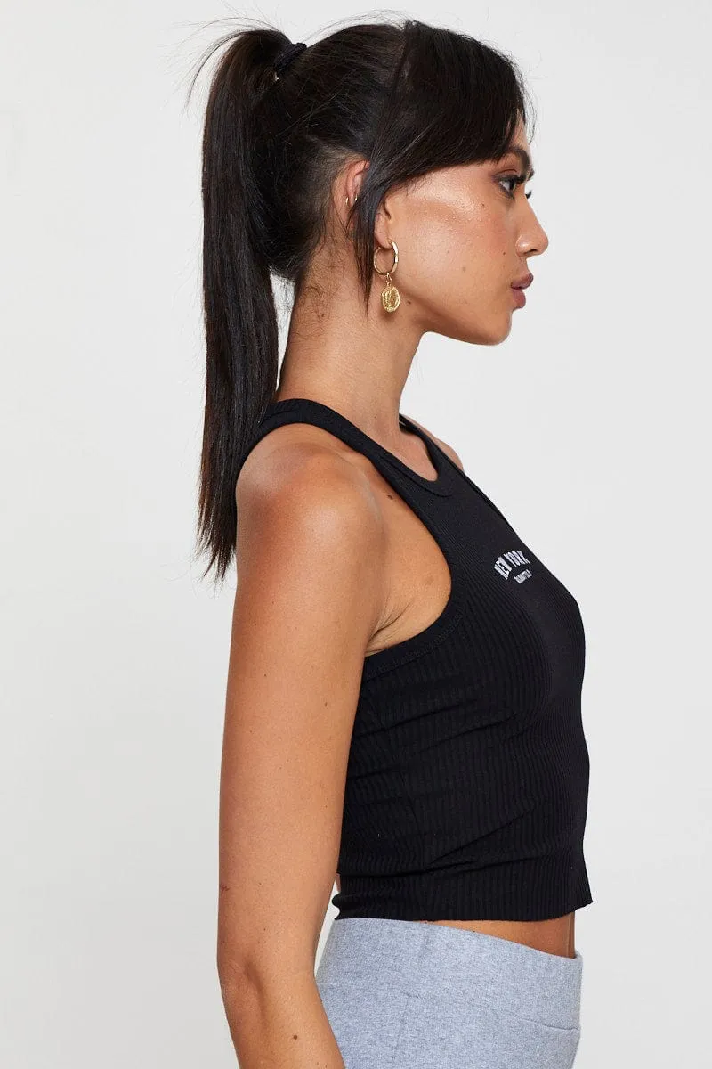 Black Graphic Tank Embroided sold by Ally Fashion product image thumbnail 4