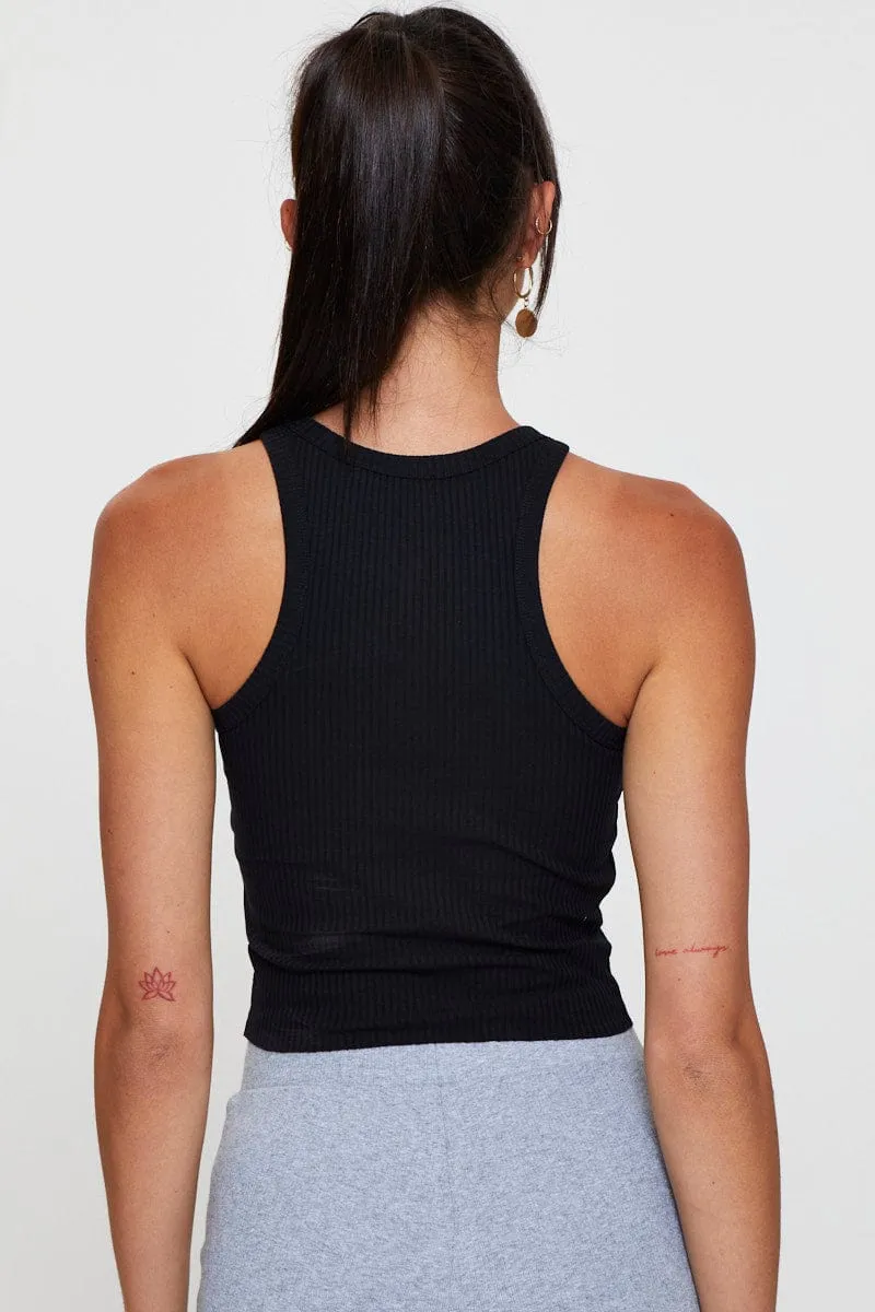 Black Graphic Tank Embroided sold by Ally Fashion product image thumbnail 5