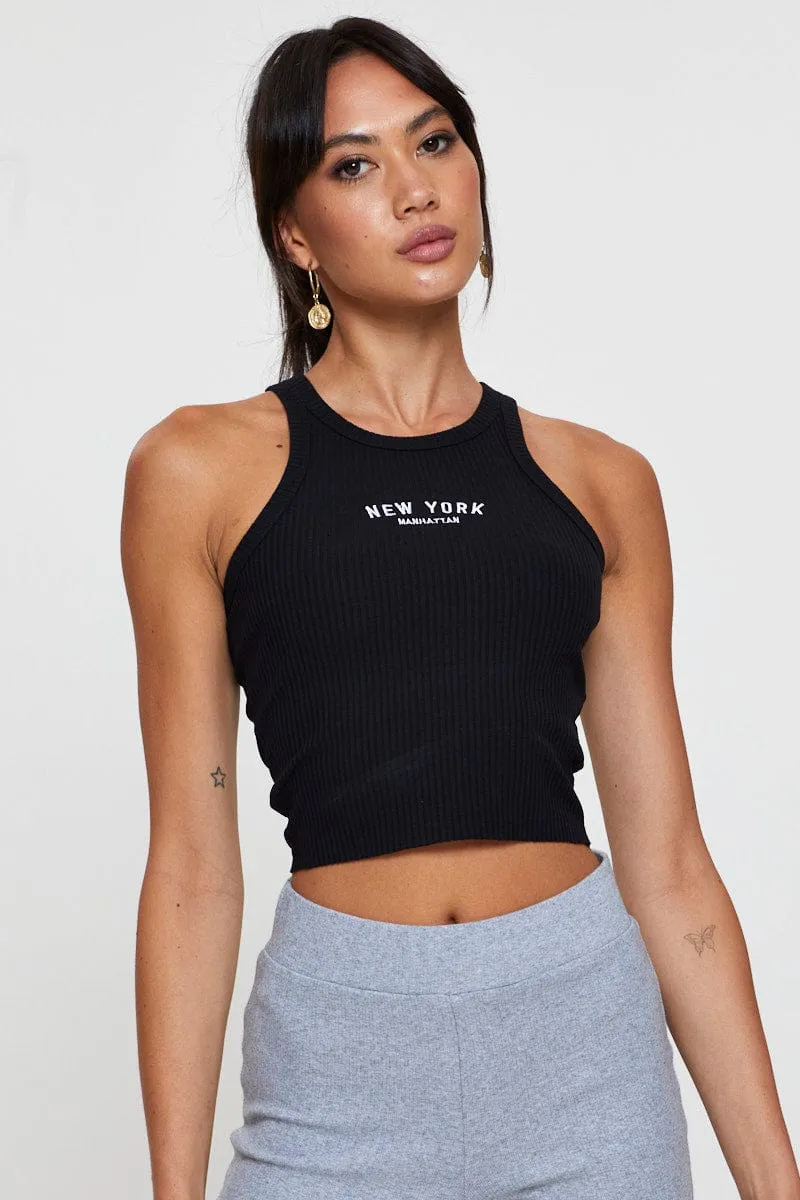 Black Graphic Tank Embroided sold by Ally Fashion product image thumbnail 3