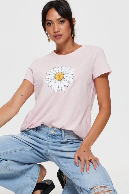 Pink Graphic T Shirt Short Sleeve sold by Ally Fashion