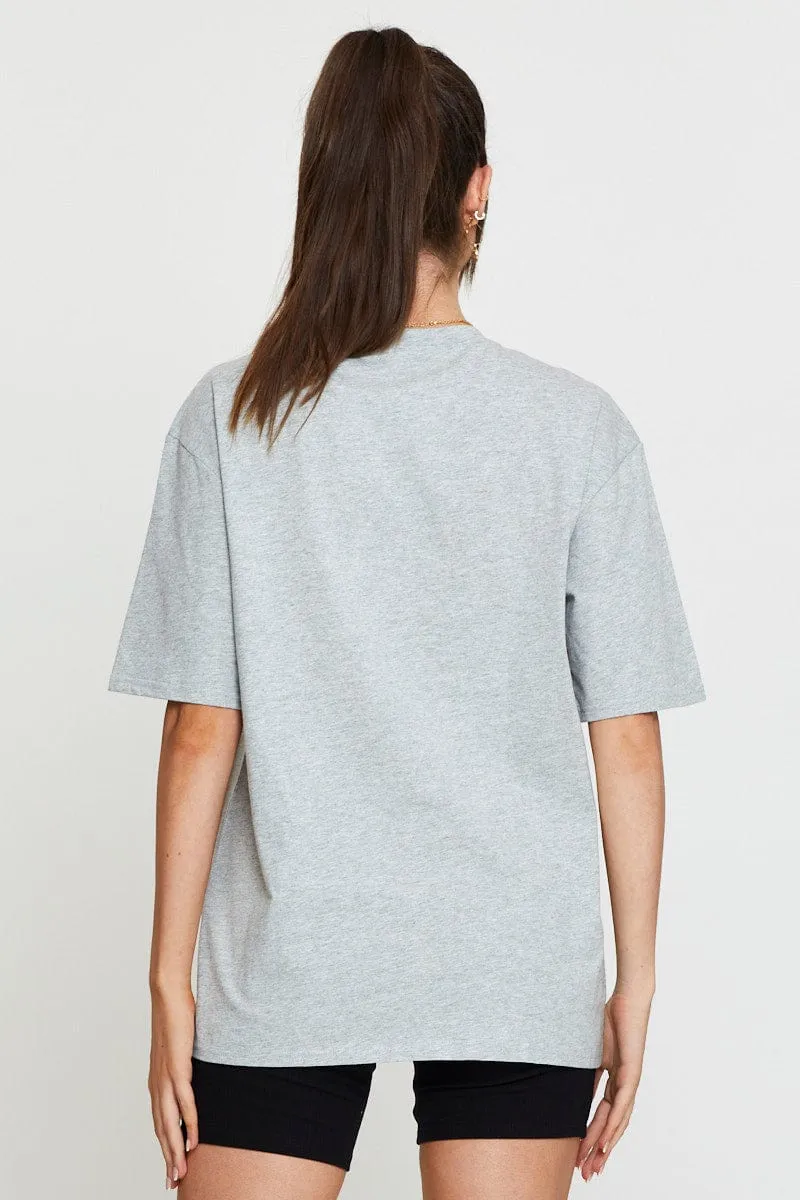 Grey Graphic T Shirt Short Sleeve Embroided sold by Ally Fashion product image thumbnail 5