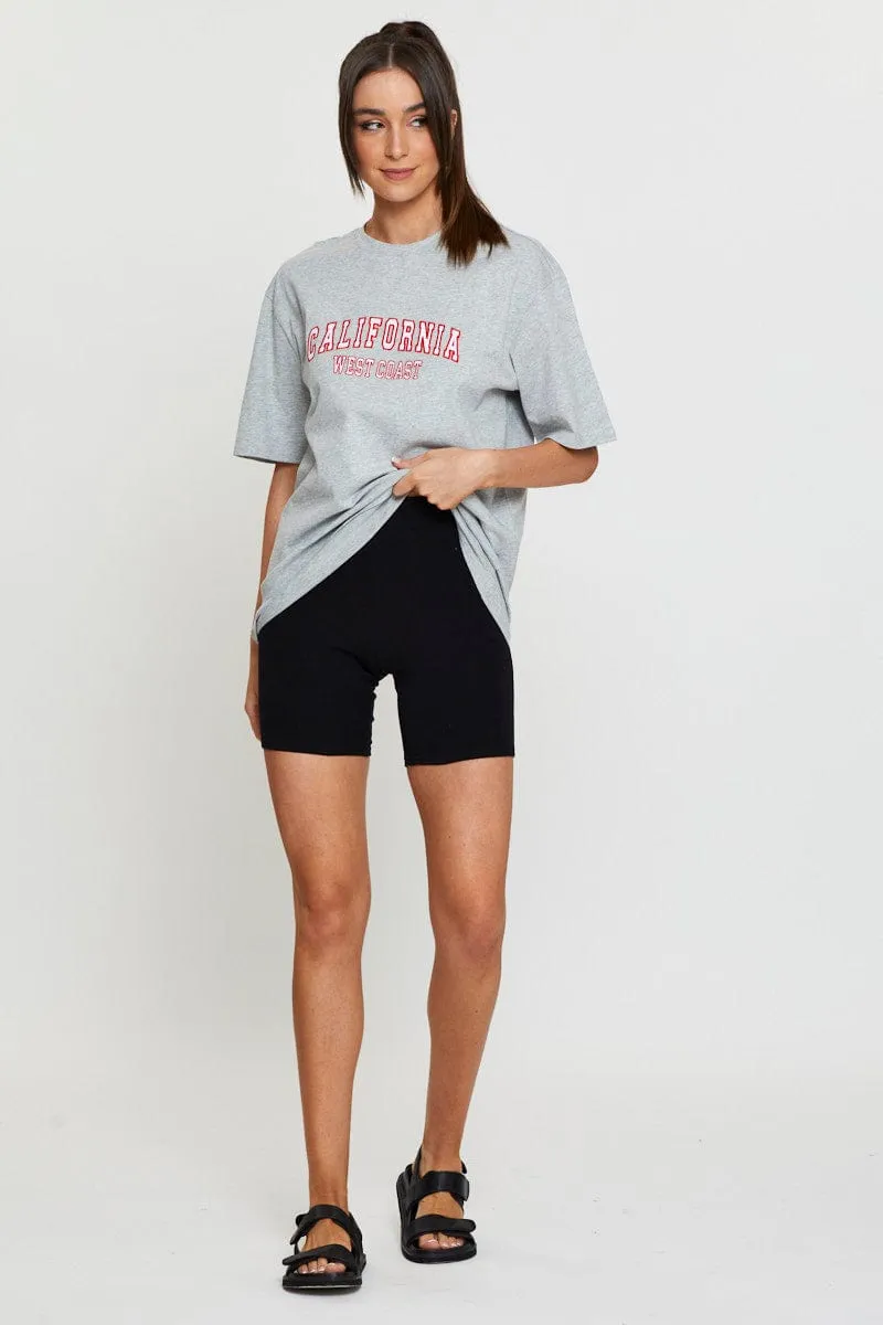 Grey Graphic T Shirt Short Sleeve Embroided sold by Ally Fashion product image thumbnail 2