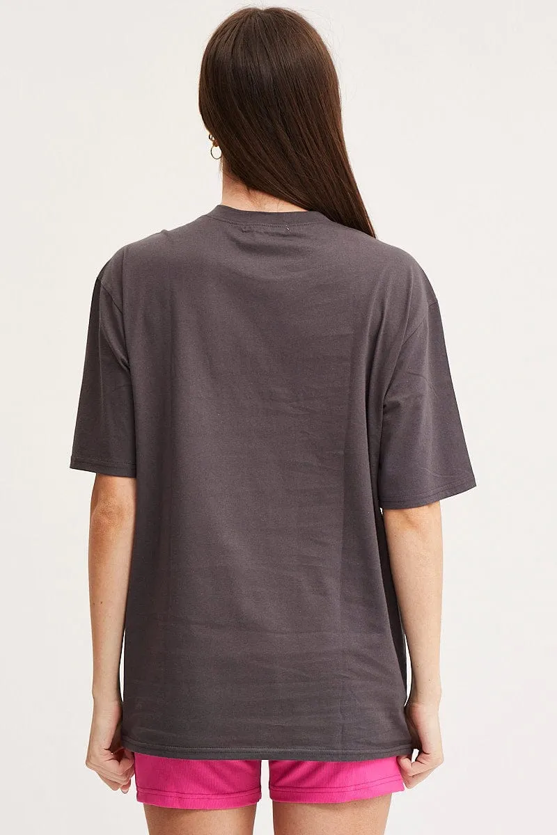 Grey Graphic T-Shirt Short Sleeve Embroided sold by Ally Fashion product image thumbnail 5