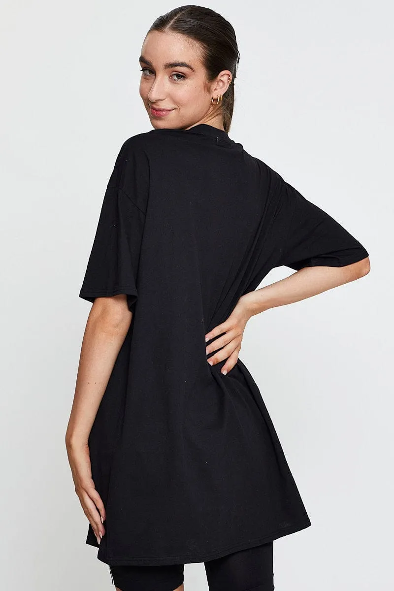 Black Graphic T-Shirt Short Sleeve sold by Ally Fashion product image thumbnail 5