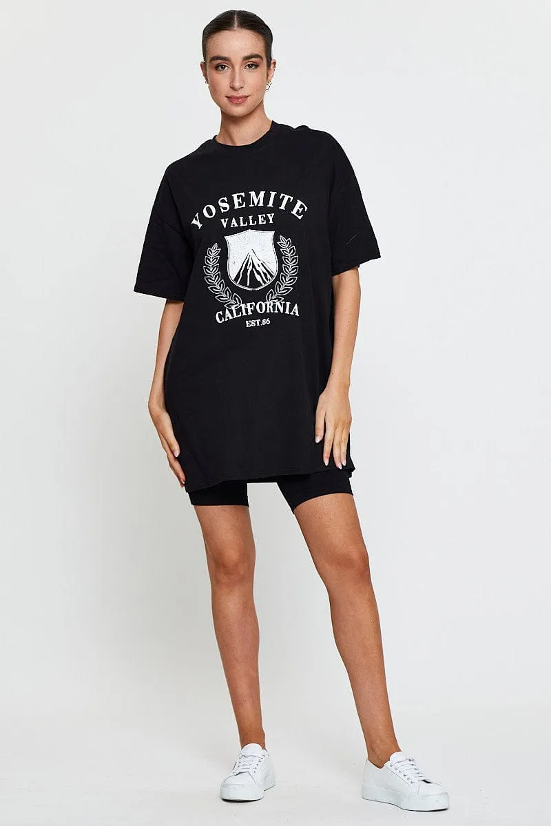 Black Graphic T-Shirt Short Sleeve sold by Ally Fashion product image thumbnail 2