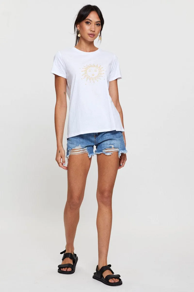 White Graphic T-Shirt Sleeve Length sold by Ally Fashion product image thumbnail 2
