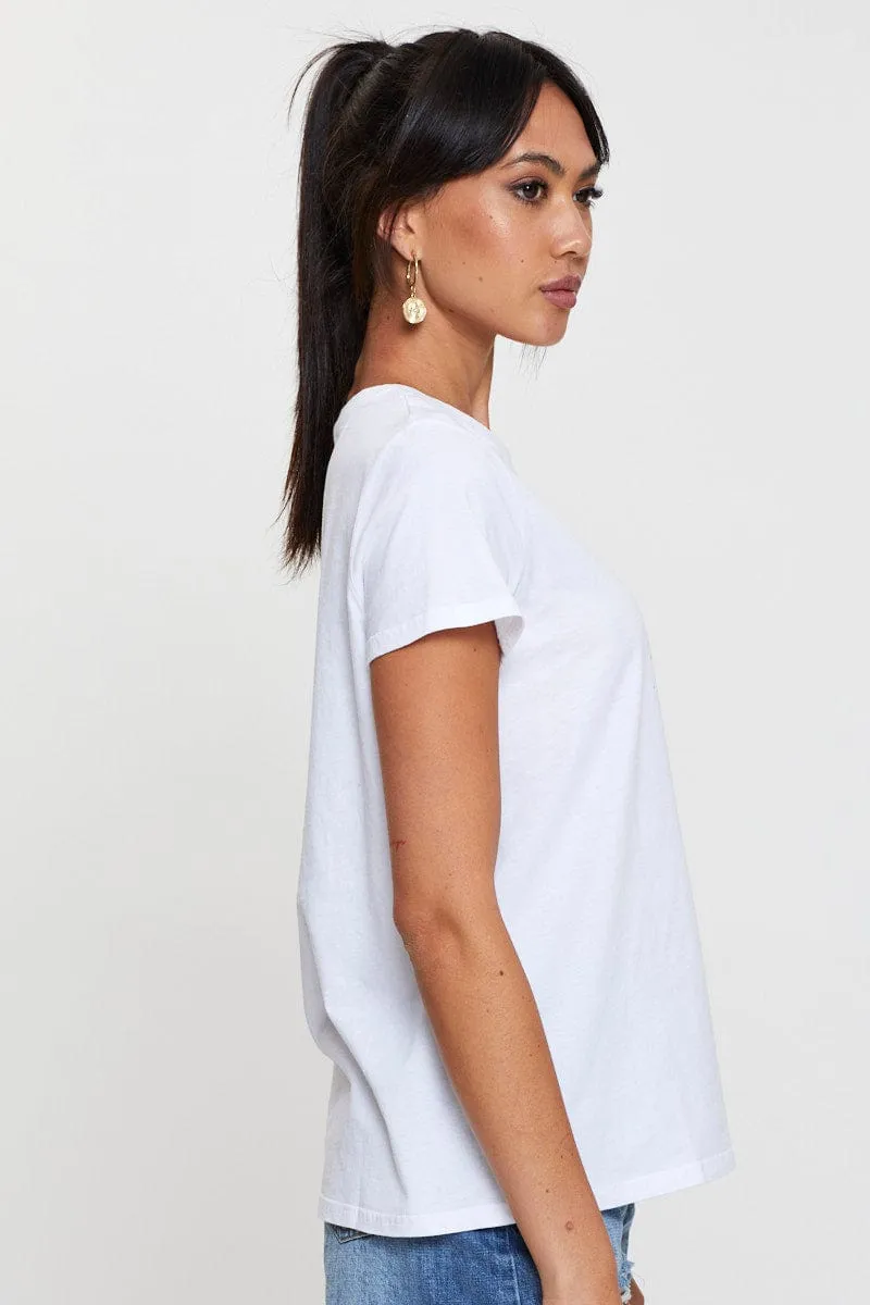 White Graphic T-Shirt Sleeve Length sold by Ally Fashion product image thumbnail 4