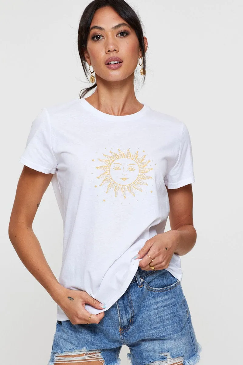 White Graphic T-Shirt Sleeve Length sold by Ally Fashion product image thumbnail 3