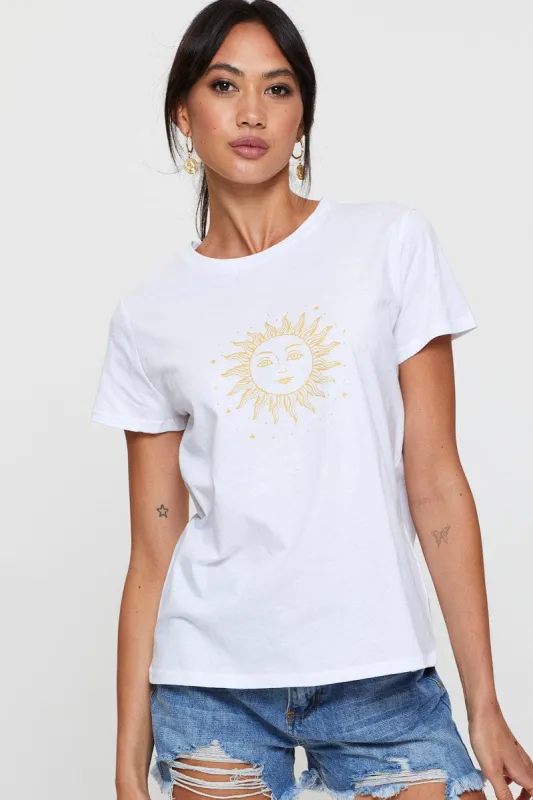 White Graphic T Shirt Sleeve_Length sold by Ally Fashion