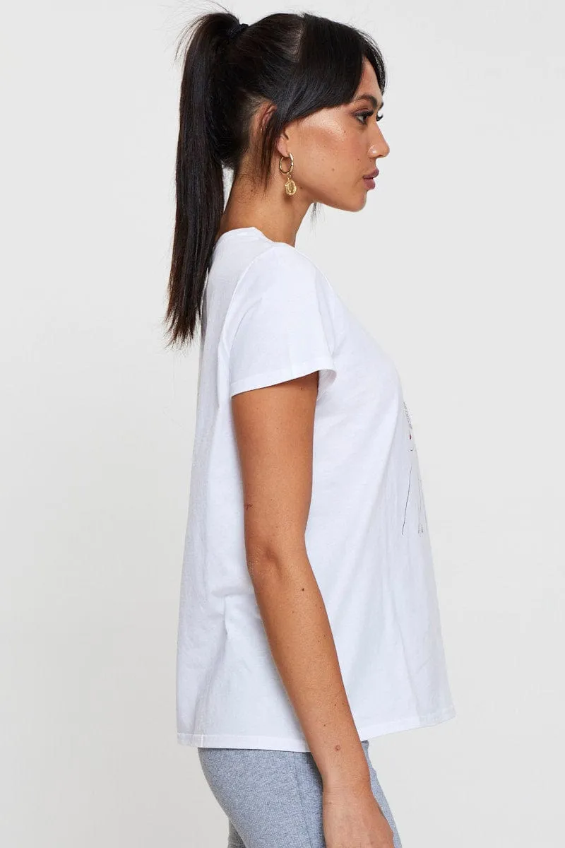 White Graphic T Shirt Short Sleeve sold by Ally Fashion product image thumbnail 4