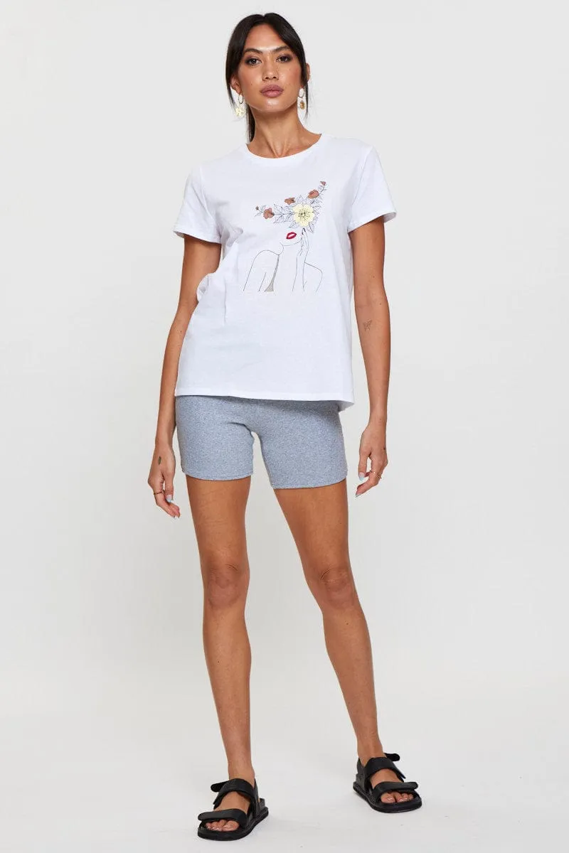 White Graphic T Shirt Short Sleeve sold by Ally Fashion product image thumbnail 2