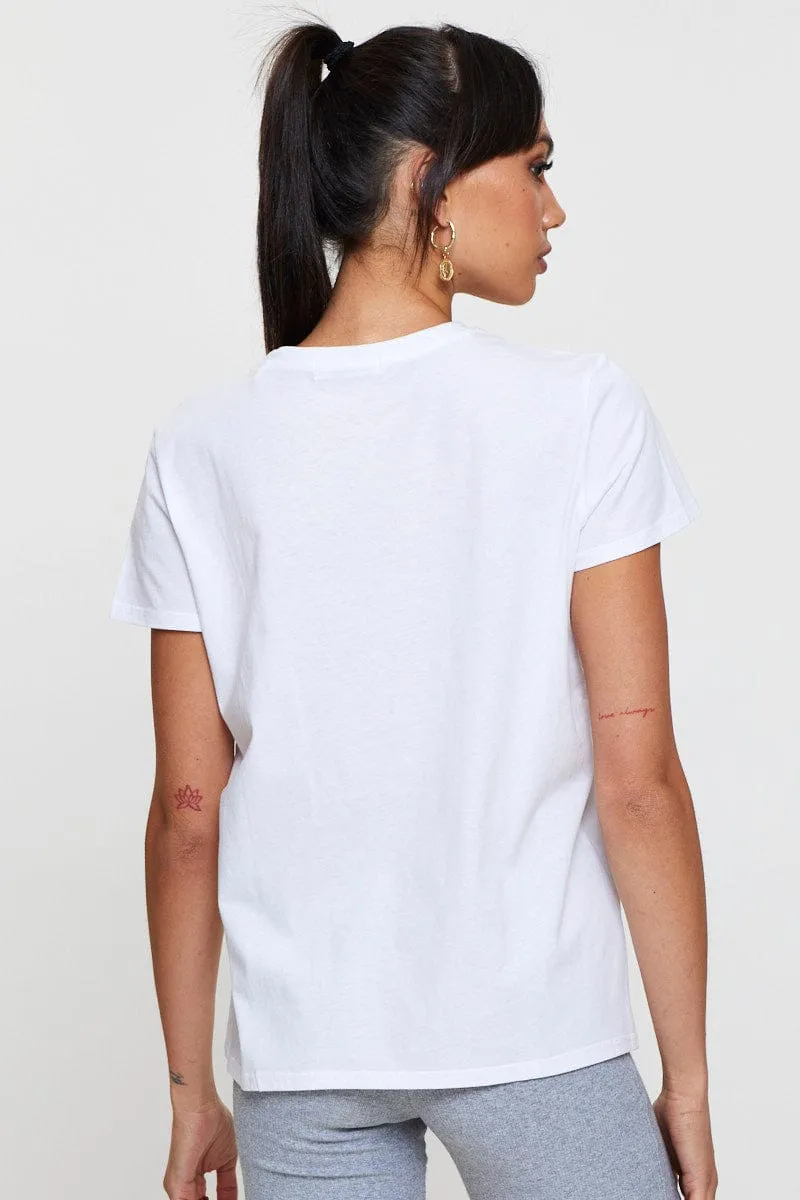 White Graphic T Shirt Short Sleeve sold by Ally Fashion product image thumbnail 5