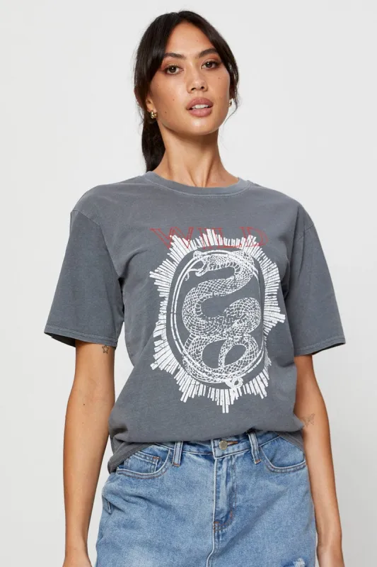 Grey Graphic T Shirt Short Sleeve sold by Ally Fashion