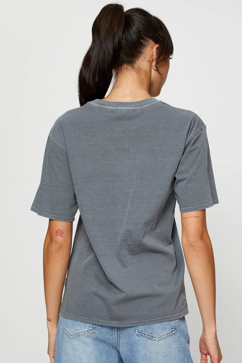 Grey Graphic T Shirt Short Sleeve sold by Ally Fashion product image thumbnail 3