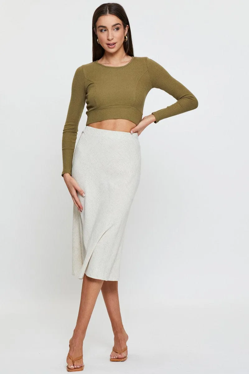 Green Crop T Shirt Long Sleeve sold by Ally Fashion product image thumbnail 2