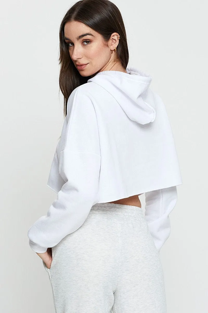 White Crop Hooded Sweat sold by Ally Fashion product image thumbnail 4