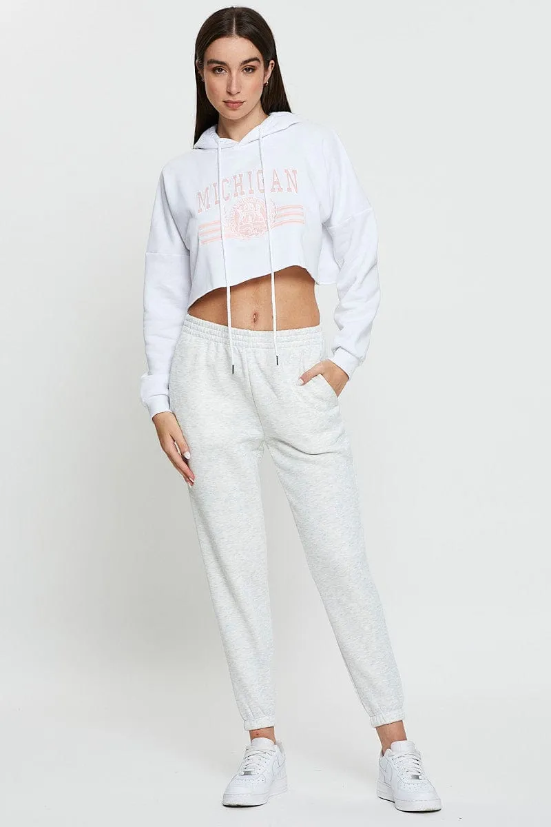 White Crop Hooded Sweat sold by Ally Fashion product image thumbnail 2