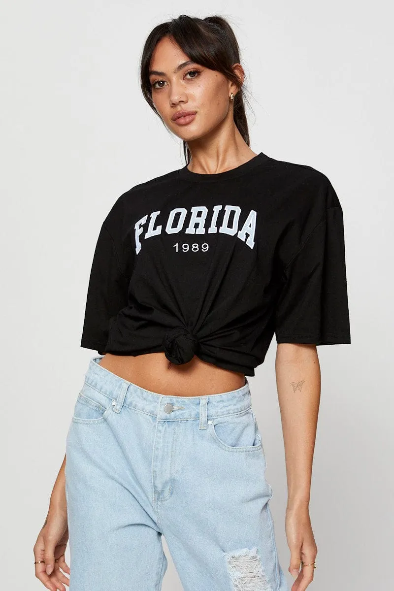 Black Jersey T Shirt Short Sleeve Embroided sold by Ally Fashion product image thumbnail 3