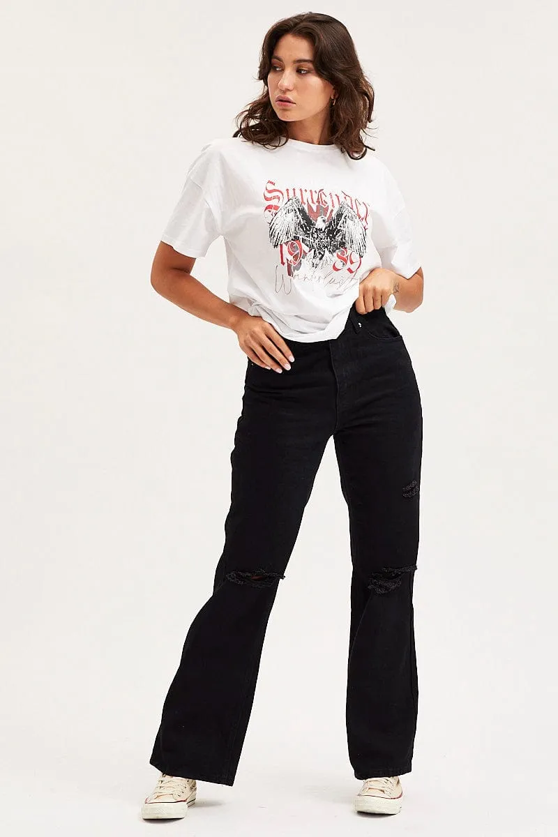 White Graphic T-Shirt Short Sleeve sold by Ally Fashion product image thumbnail 2
