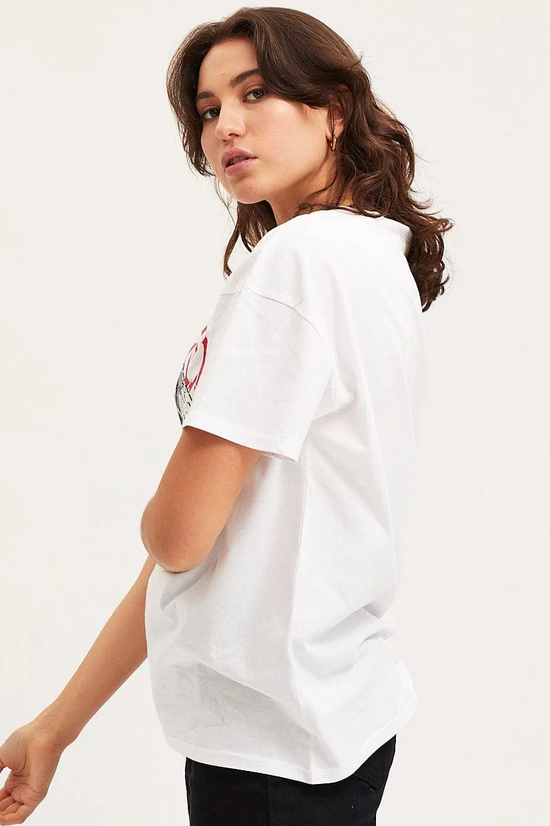 White Graphic T-Shirt Short Sleeve sold by Ally Fashion product image thumbnail 4
