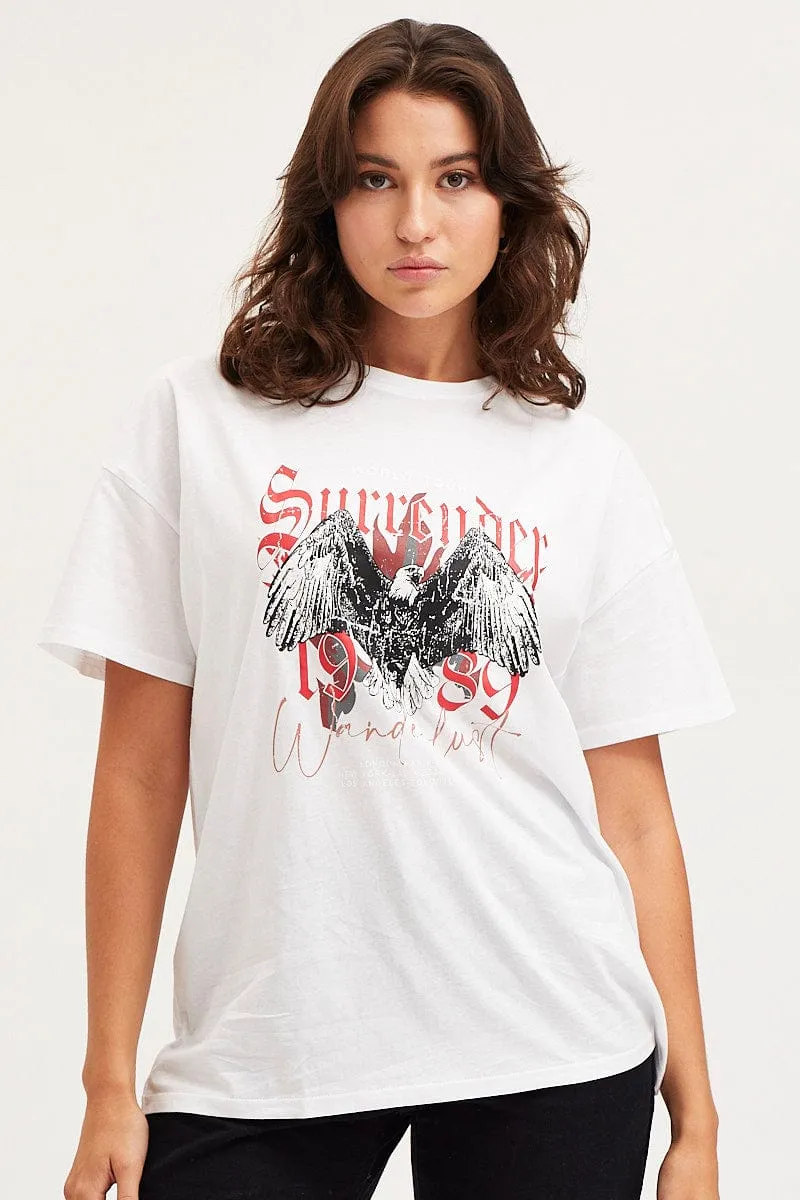 White Graphic T-Shirt Short Sleeve sold by Ally Fashion product image thumbnail 3
