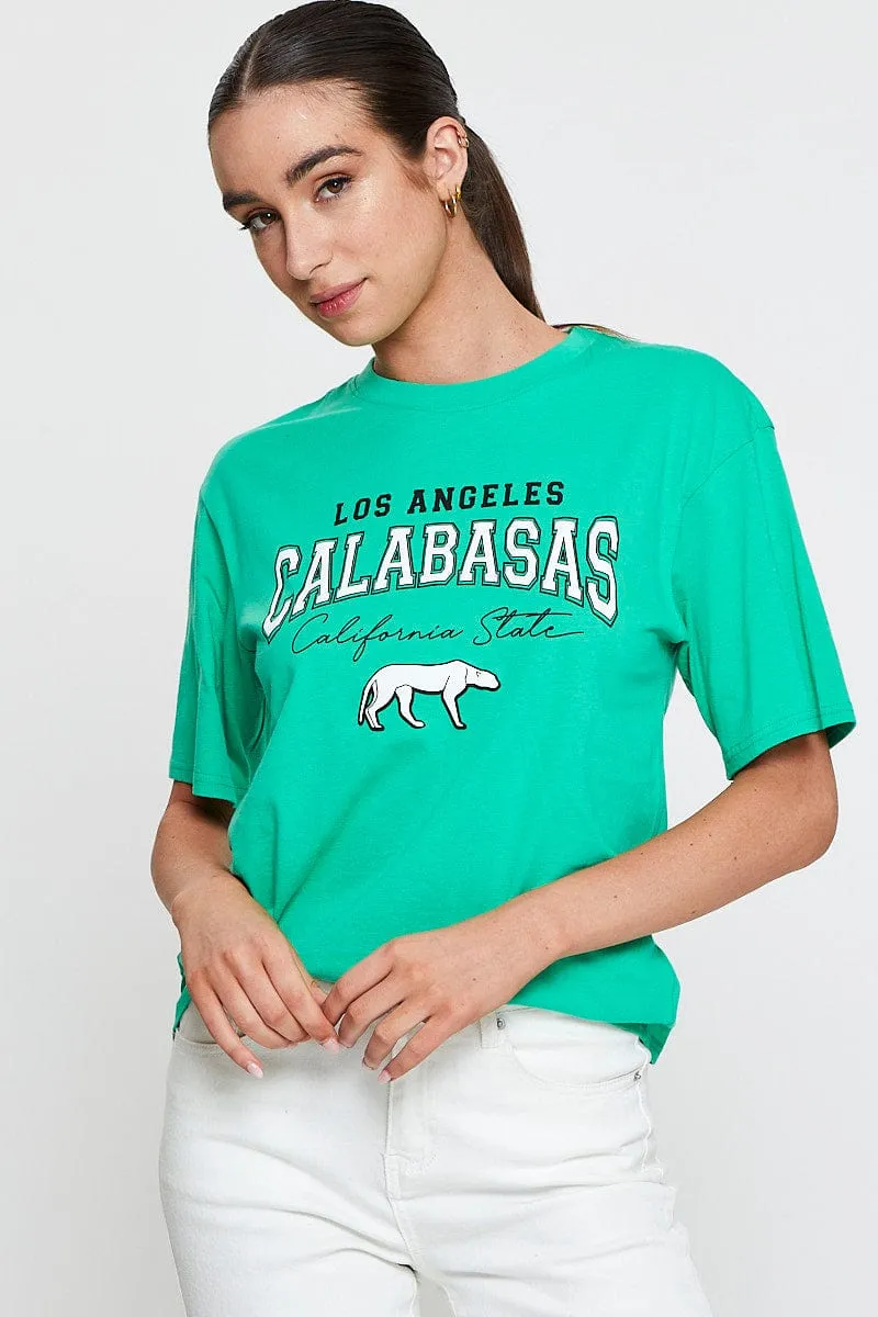 Green Graphic T-Shirt Short Sleeve sold by Ally Fashion product image thumbnail 3