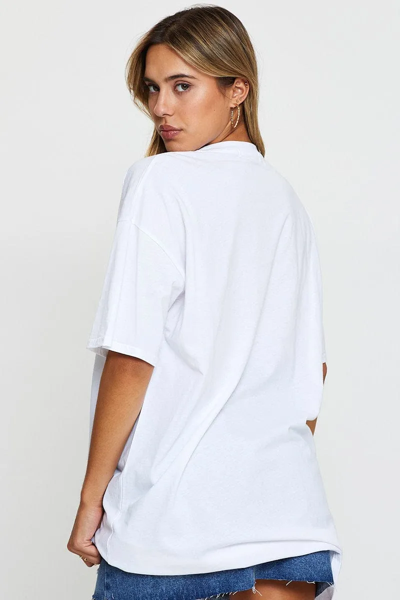 White Graphic T-Shirt Short Sleeve sold by Ally Fashion product image thumbnail 5