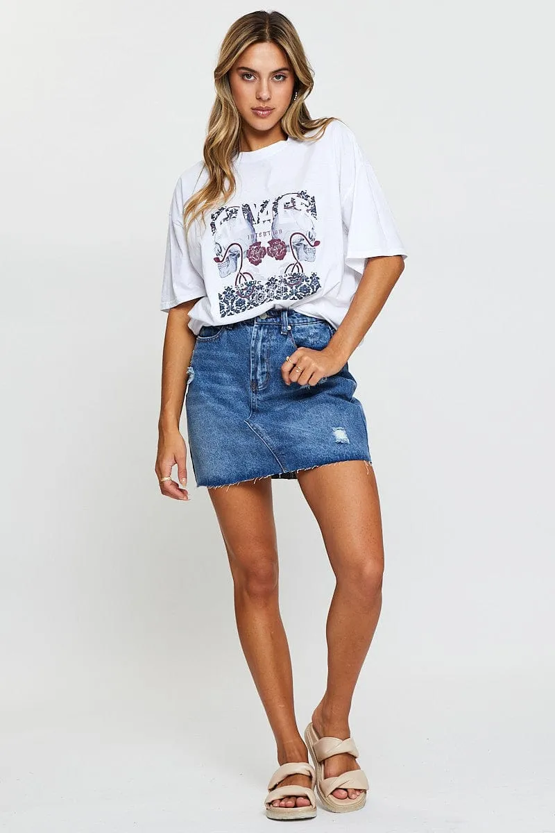 White Graphic T-Shirt Short Sleeve sold by Ally Fashion product image thumbnail 2