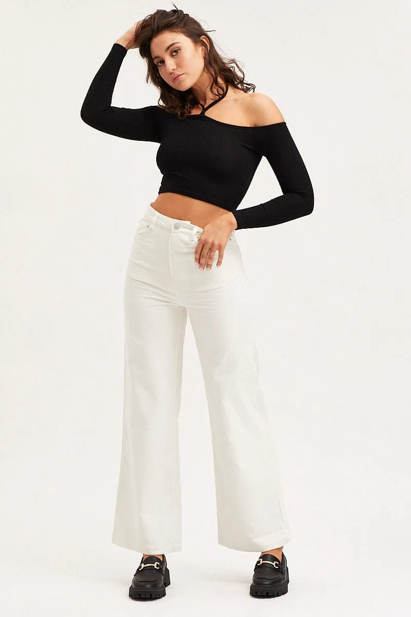 Black Jersey Crop Top Long Sleeve Halter Neck sold by Ally Fashion product image thumbnail 2