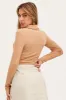 Brown Ruched Top Long Sleeve Collared sold by Ally Fashion