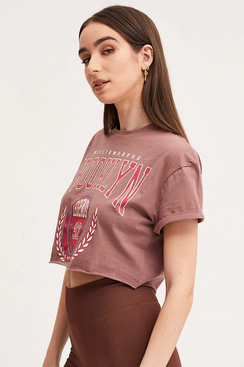 Brown Graphic T Shirt Crop sold by Ally Fashion product image thumbnail 4