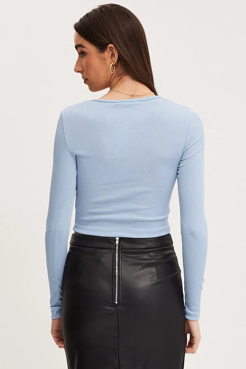 Blue Crop Top Long Sleeve sold by Ally Fashion product image thumbnail 5