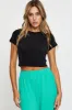 Black Crop Top Short Sleeve sold by Ally Fashion