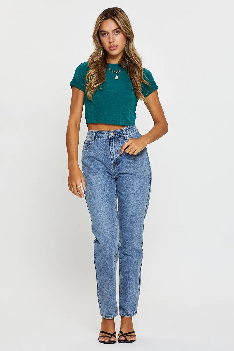 Green Crop Top Short Sleeve sold by Ally Fashion product image thumbnail 2
