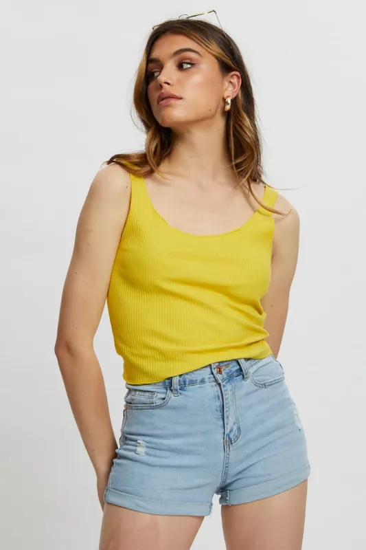 Light Must Ribbed Scoop Neck Cami sold by Ally Fashion