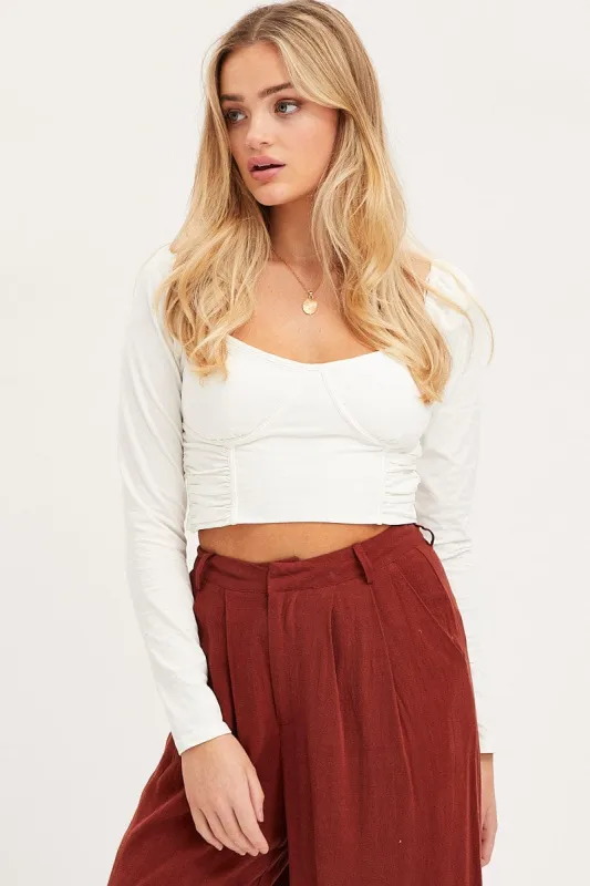 White Crop Top Long Sleeve sold by Ally Fashion