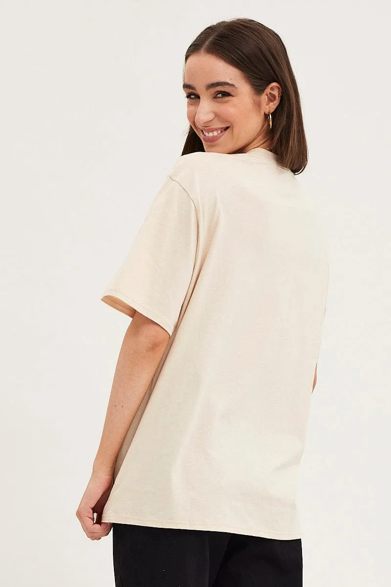 Beige Graphic T Shirt Short Sleeve sold by Ally Fashion product image thumbnail 5