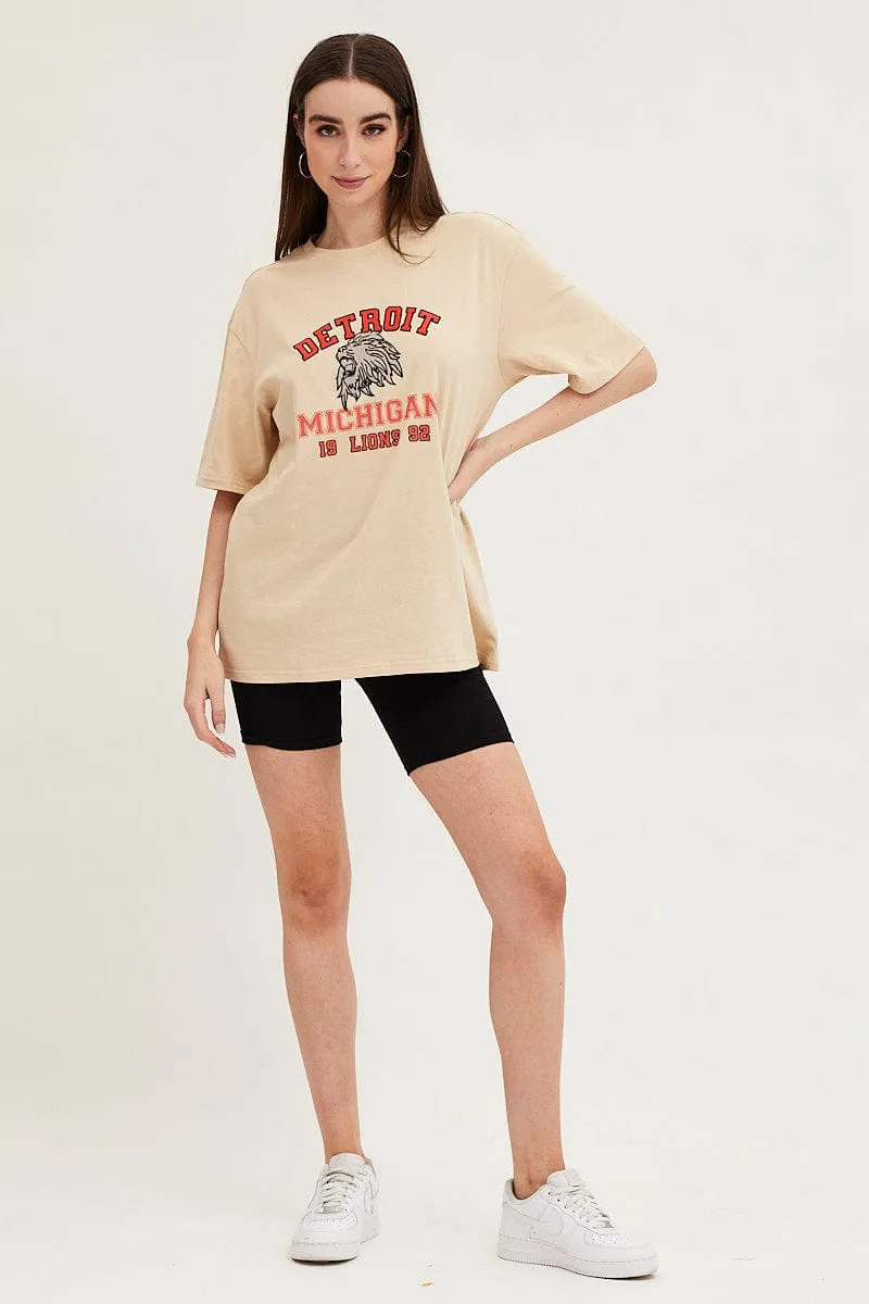 Beige Oversized T Shirt sold by Ally Fashion product image thumbnail 2
