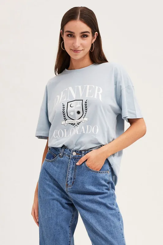 Blue Graphic T Shirt sold by Ally Fashion