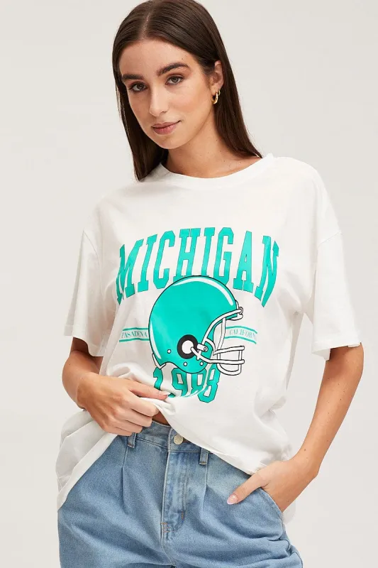 White Graphic T Shirt Short Sleeve sold by Ally Fashion