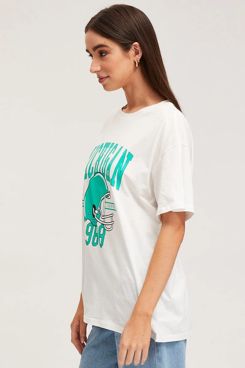 White Graphic T Shirt Short Sleeve sold by Ally Fashion product image thumbnail 4