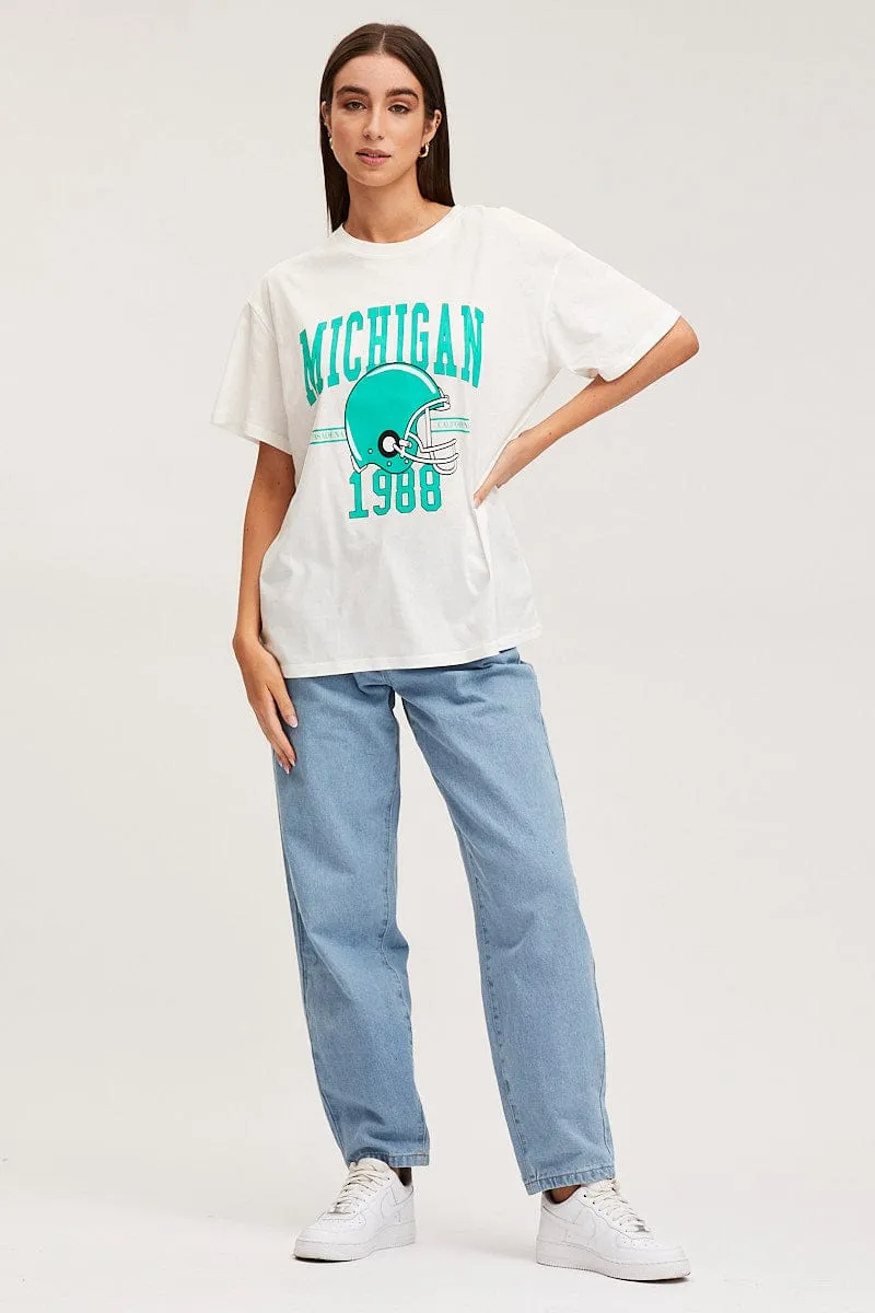 White Graphic T Shirt Short Sleeve sold by Ally Fashion product image thumbnail 2