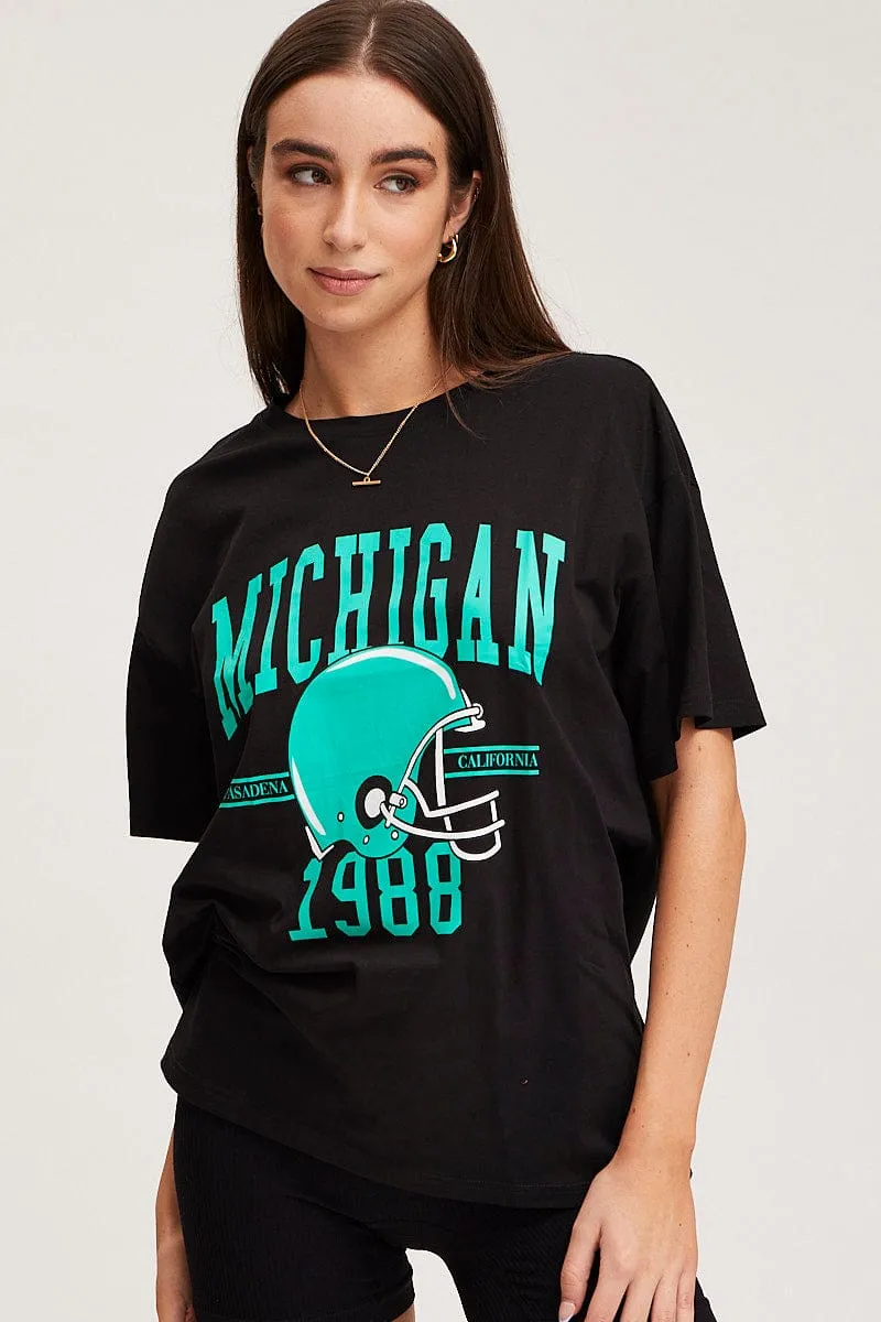 Black Graphic T Shirt Short Sleeve sold by Ally Fashion product image thumbnail 3