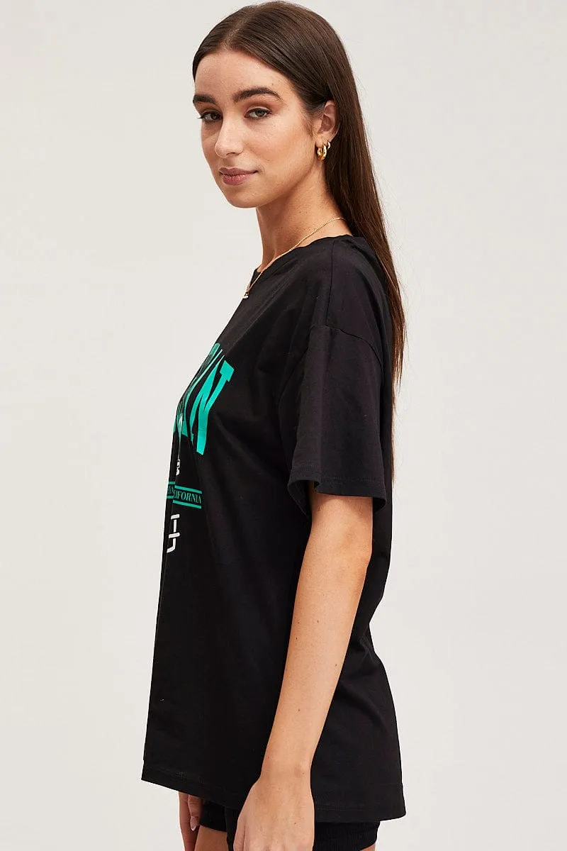 Black Graphic T Shirt Short Sleeve sold by Ally Fashion product image thumbnail 4