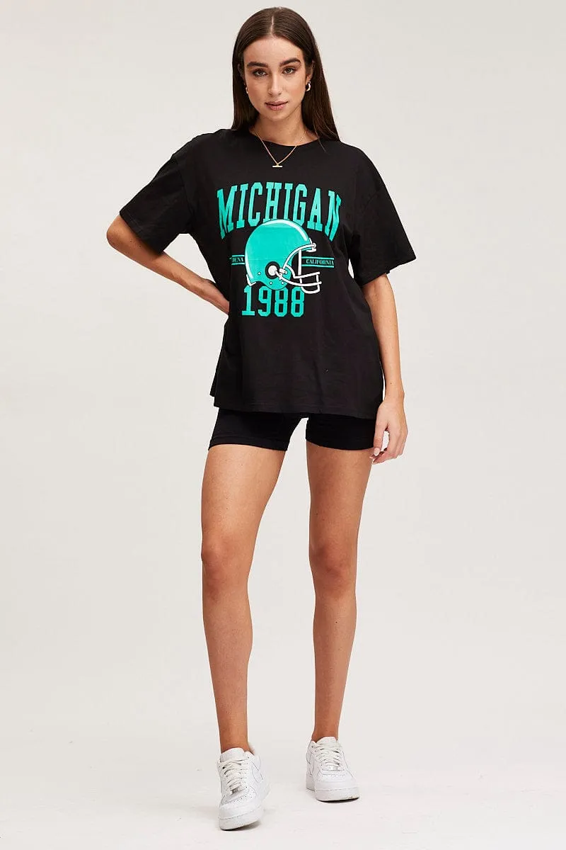 Black Graphic T Shirt Short Sleeve sold by Ally Fashion product image thumbnail 2