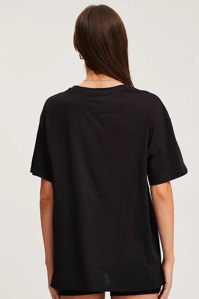 Black Graphic T Shirt Short Sleeve sold by Ally Fashion product image thumbnail 5